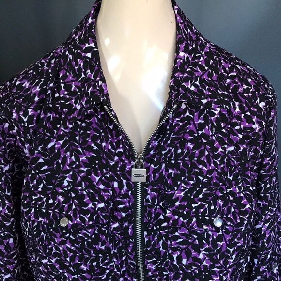 MICHAEL Michael Kors purple/black print silky top - Picture 3 of 7